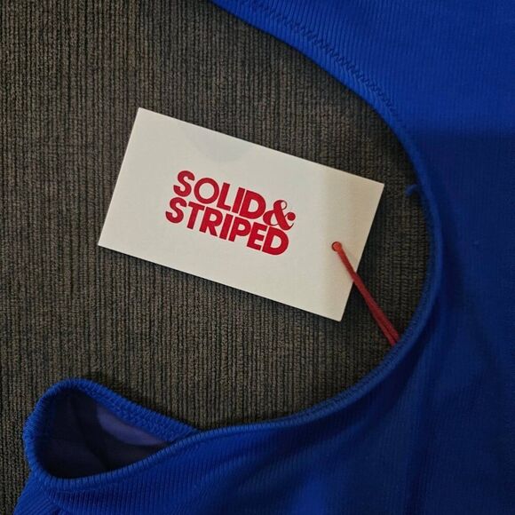 Solid And Striped Blue Crinkle Rib Azure Sarah One Piece Swimsuit Size Medium - Picture 6 of 16